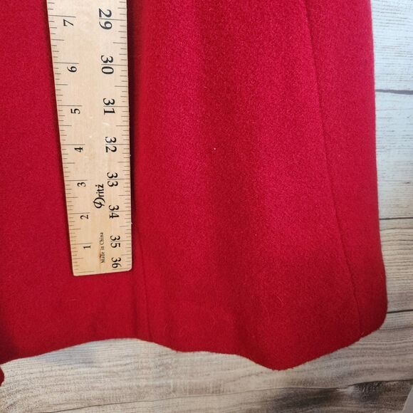 Jessica Simpson Large Wool Blend Long Winter Fall Red Coat W/belt - Picture 6 of 9